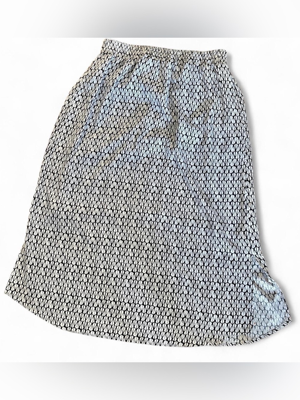 LOFT white & black geometric patterned midi/maxi skirt Sz L
